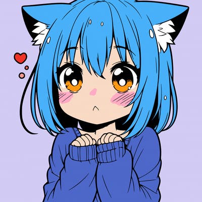 shy anime catgirl