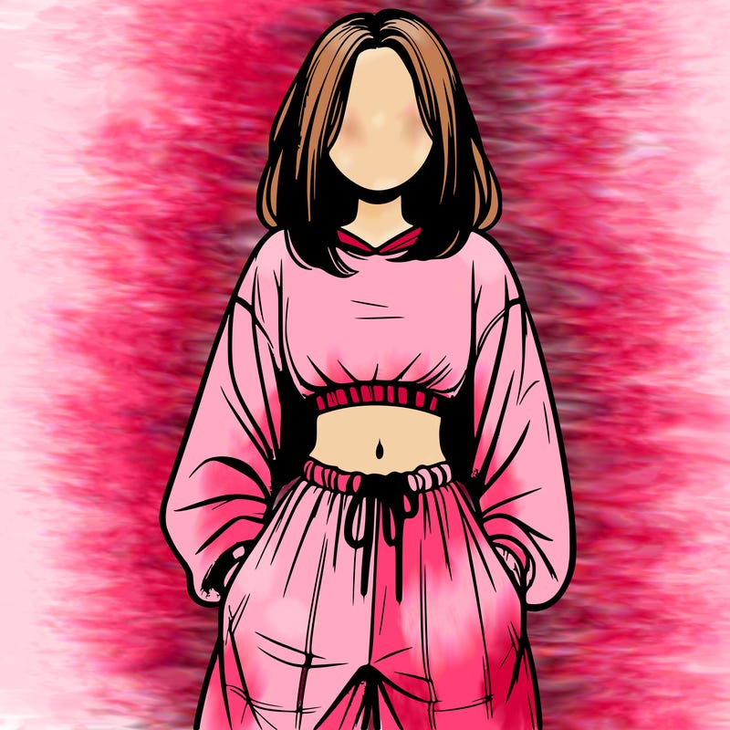 realistic girl faceless with baggy pants and a crop top