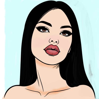 realistic woman with full lips