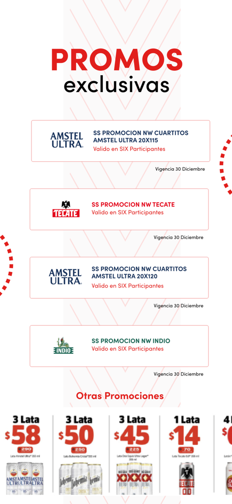 Suma Six - Promociones exclusivas de cerveza y descuentos en marcas como Amstel Ultra y Tecate en la aplicación Suma Six.