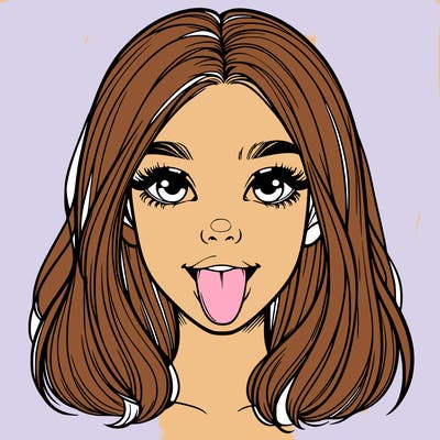 realistic girl with her tongue out