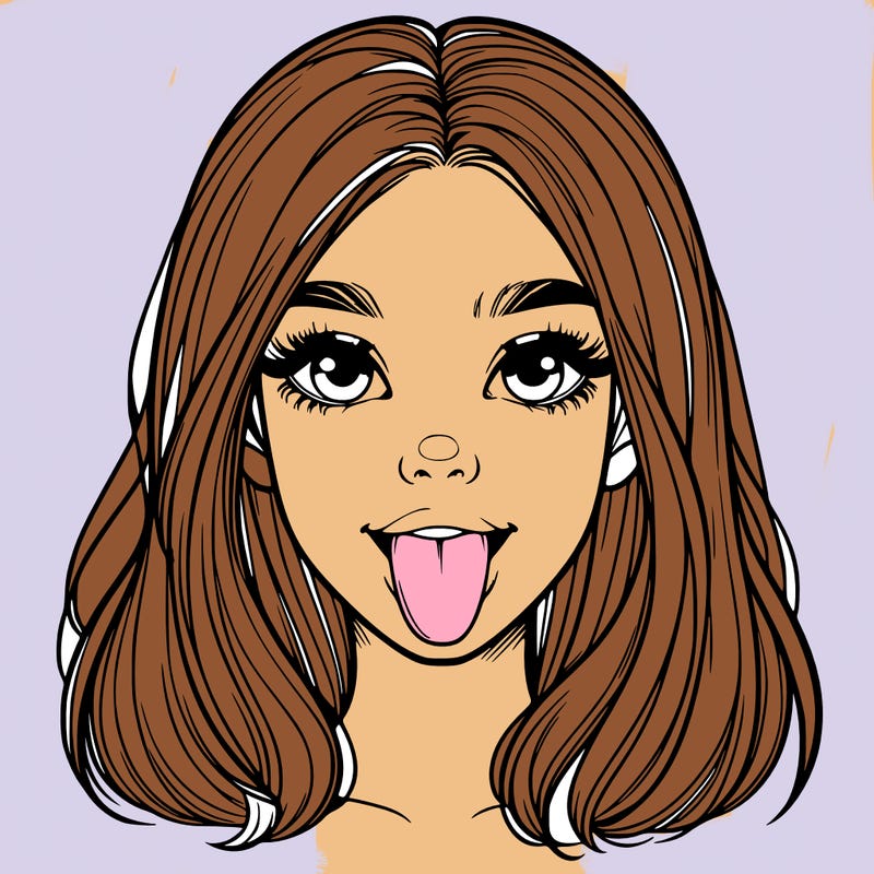 realistic girl with her tongue out