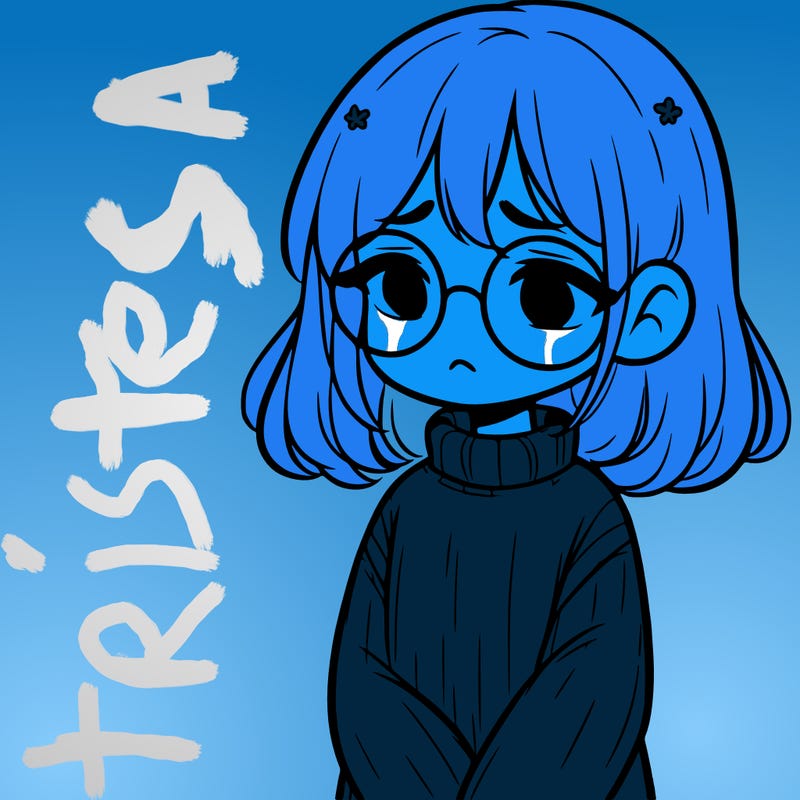 sad girl with glasses in a sweater