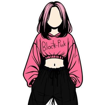 realistic girl faceless with baggy pants and a crop top