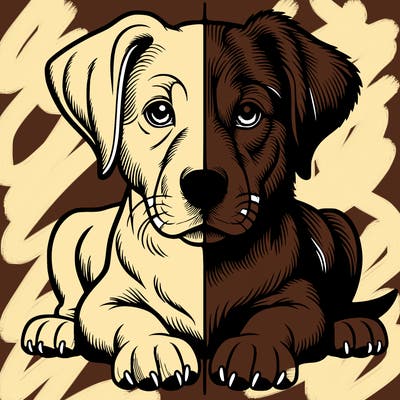 realistic dog split picture