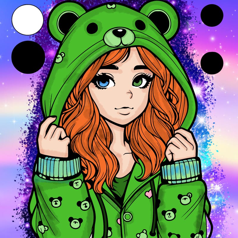 realistic girl in a animal pjs hoodie