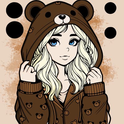 realistic girl in a animal pjs hoodie
