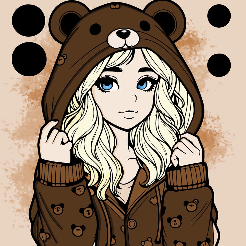 realistic girl in a animal pjs hoodie