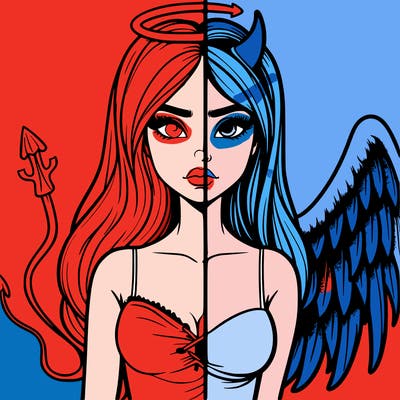 devil vs angel realistic girl