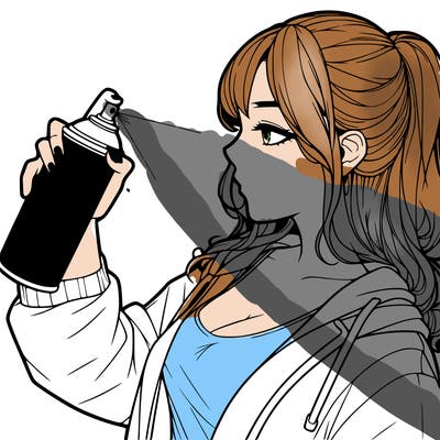a realistic girl spray, painting