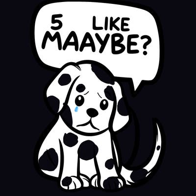 a puppy that says 5 like maybe
