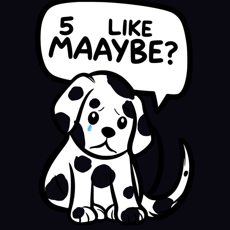 a puppy that says 5 like maybe