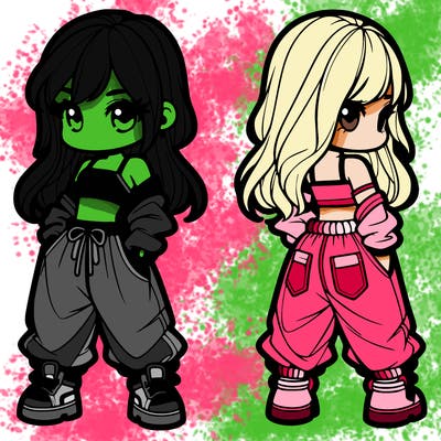 girl in crop top and baggy pants