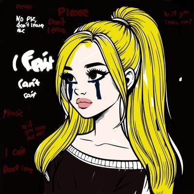 realistic girl with a high ponytail