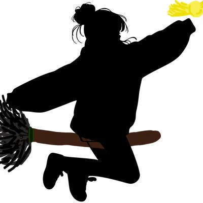 realistic girl jumping with a bun and oversized sweatshirt