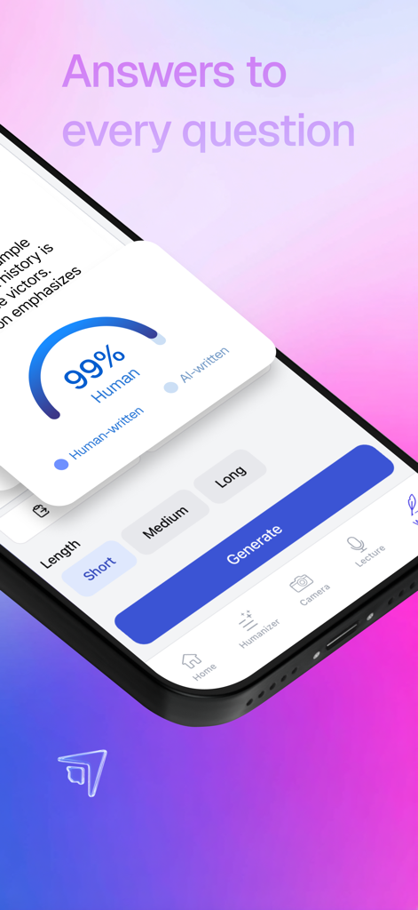 Stealth AI - Study Companion - Stealth AIアプリが、エッセイ下書きに対して99パーセントの人間による執筆スコアを表示しています