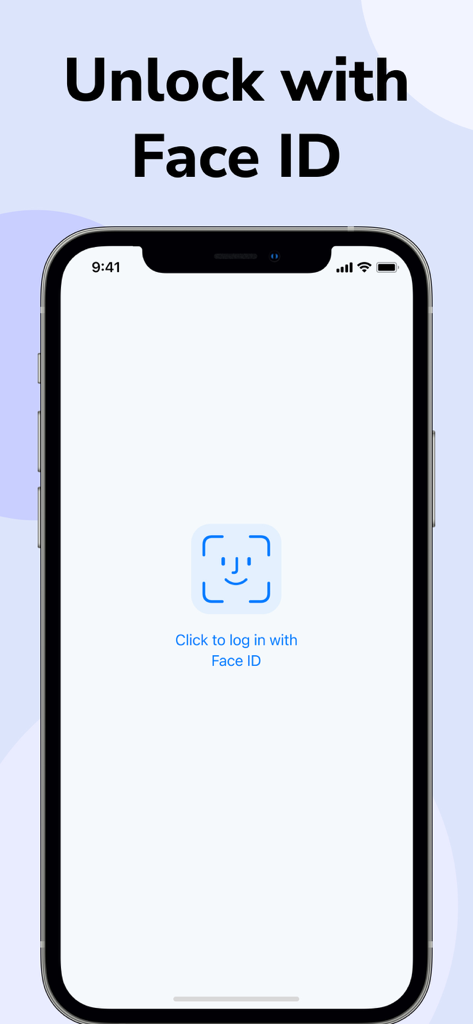 Authenticator © - Pantalla de inicio de sesión de la aplicación Authenticator con autenticación Face ID para un acceso seguro