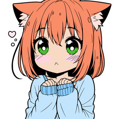 shy anime catgirl