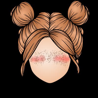 realistic girl with buns on the top of her hair