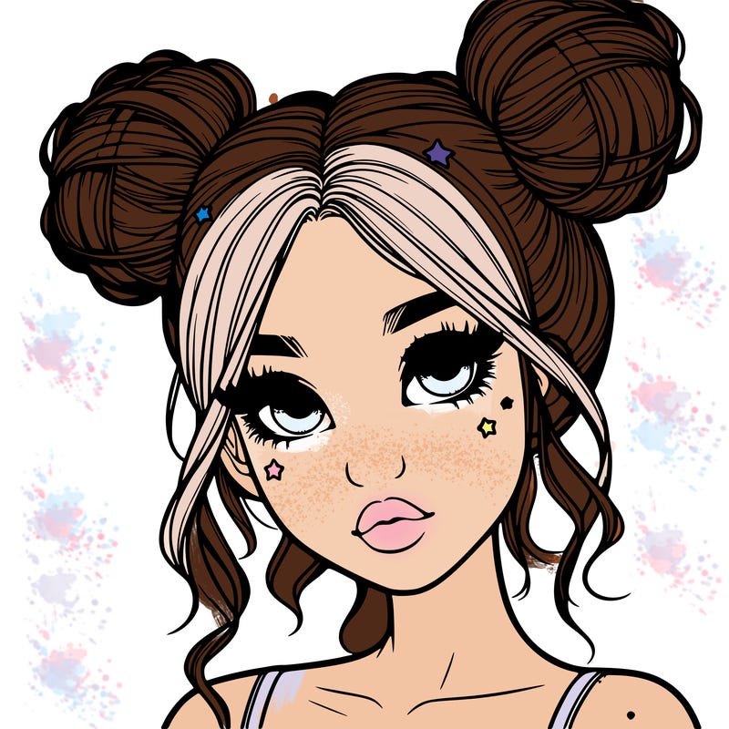 realistic girl with space buns