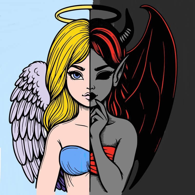 realistic angel half demon