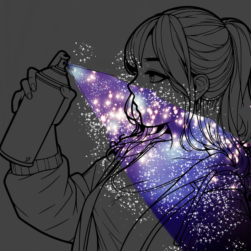 a realistic girl spray, painting