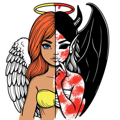 realistic angel half demon