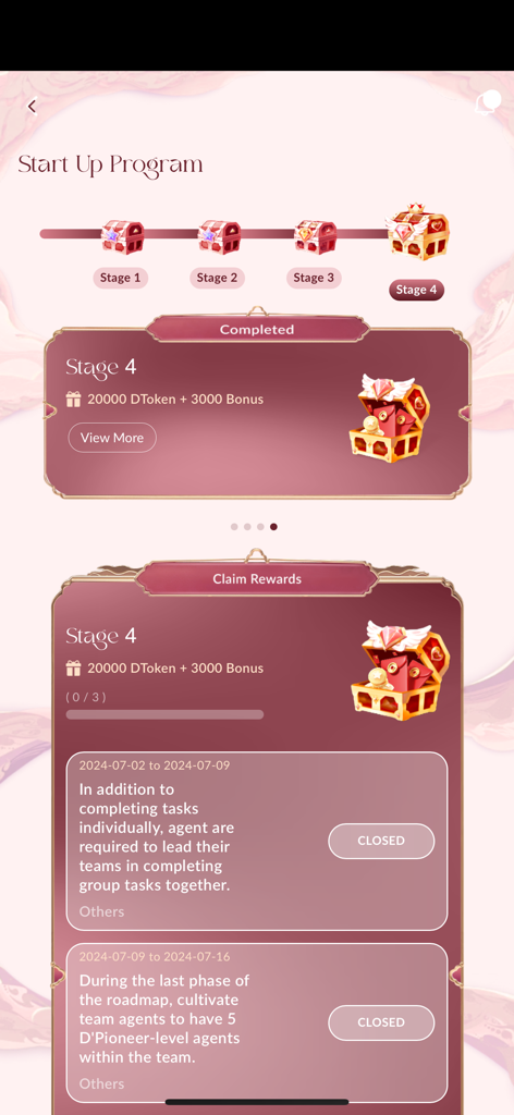 DRÊVE - Écran des récompenses de démarrage de Dreve montrant les étapes et les bonus