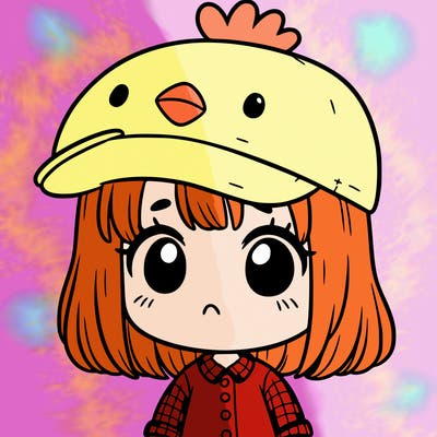 cute girl with chicken hat