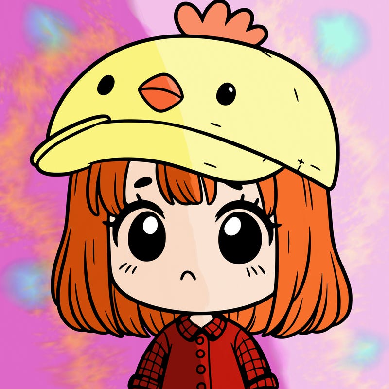 cute girl with chicken hat