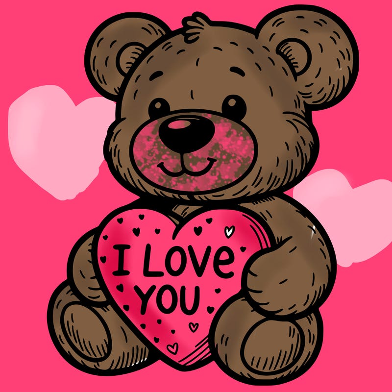 teddy bear holding an i love you heart