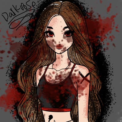 realistic girl with long hair with a crop top