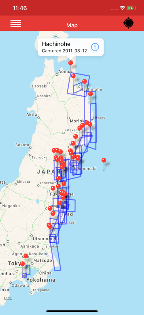Kmz Viewer-Kmz Converter app - 日本の地図上に地理的マーカーとポリゴンを表示するKMZ Viewerアプリのインターフェース