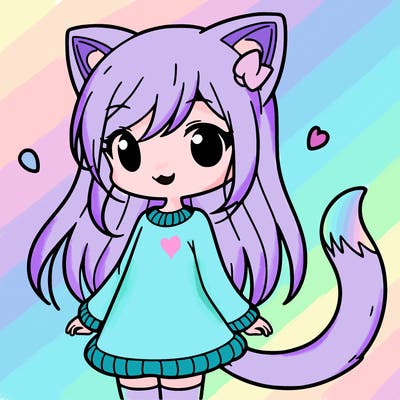 girl with cat ears and tail