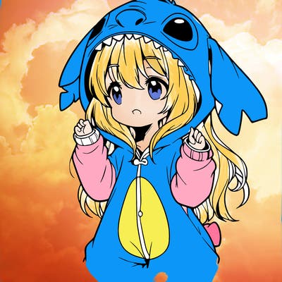anime girl in a stitch onsie