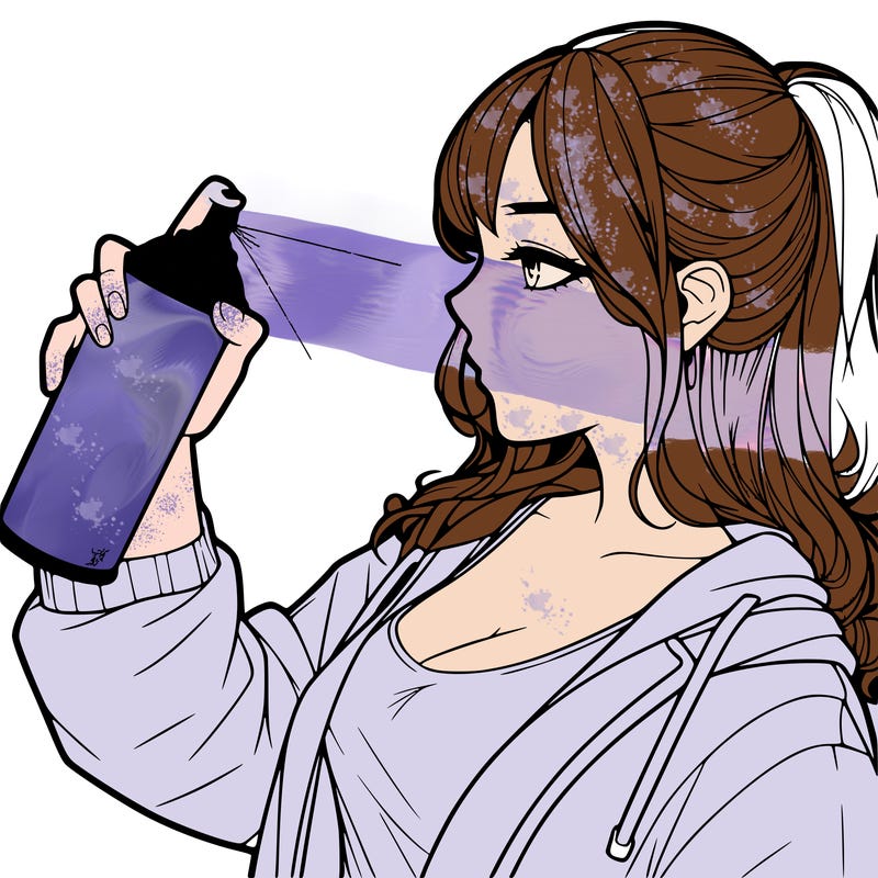 a realistic girl spray, painting