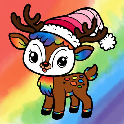 christmas reindeer with santa hat