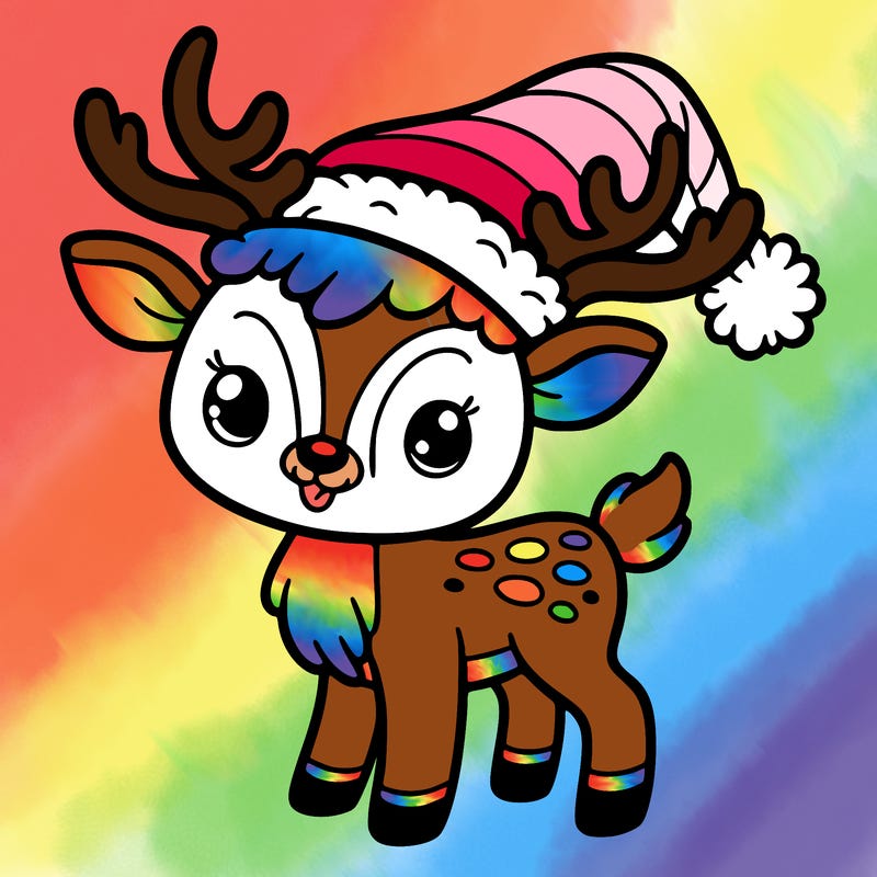 christmas reindeer with santa hat