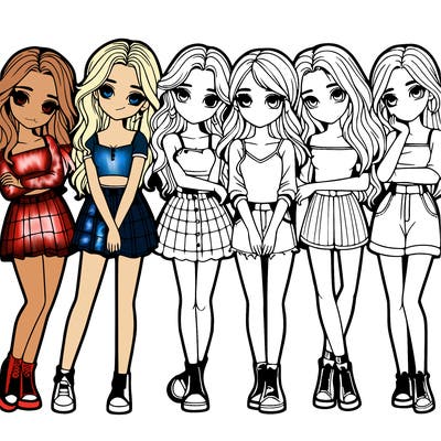 a group of girls realistic