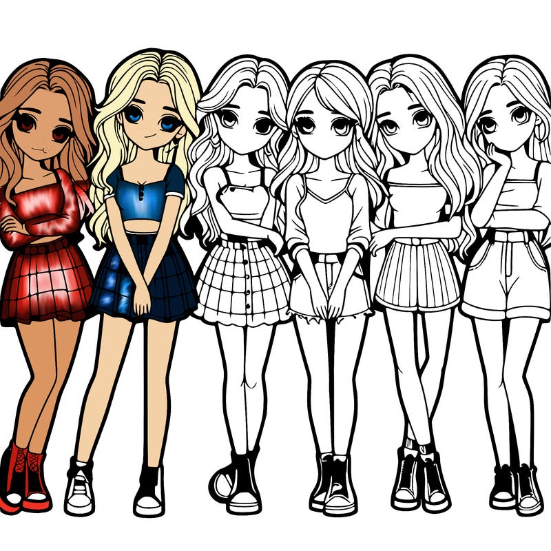 a group of girls realistic