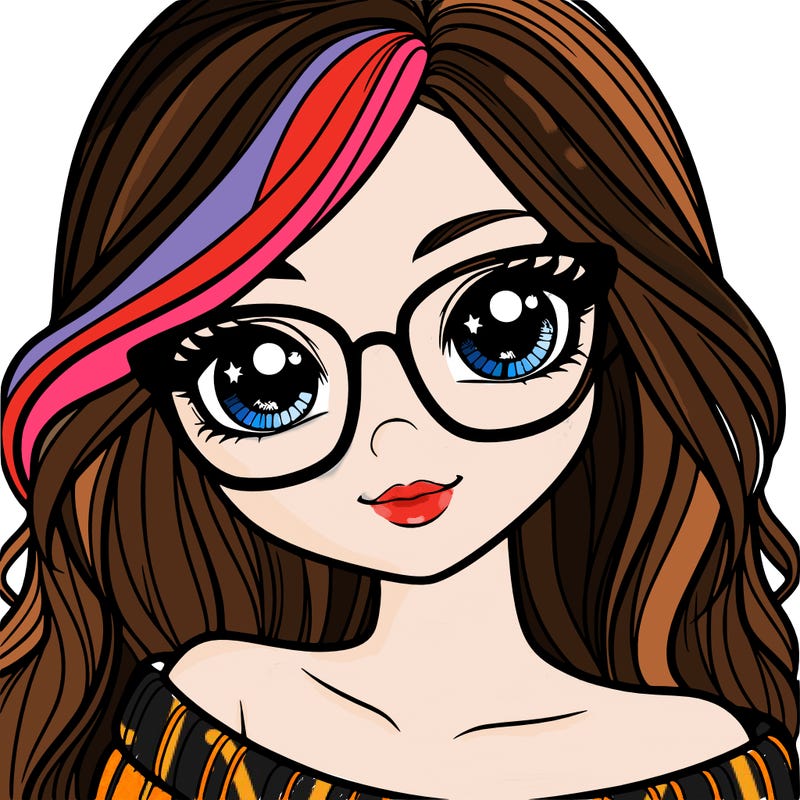 girl with beautiful eyes, hair, and glasses