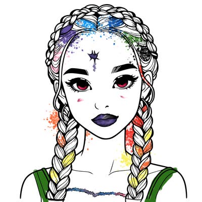 realistic girl with braids