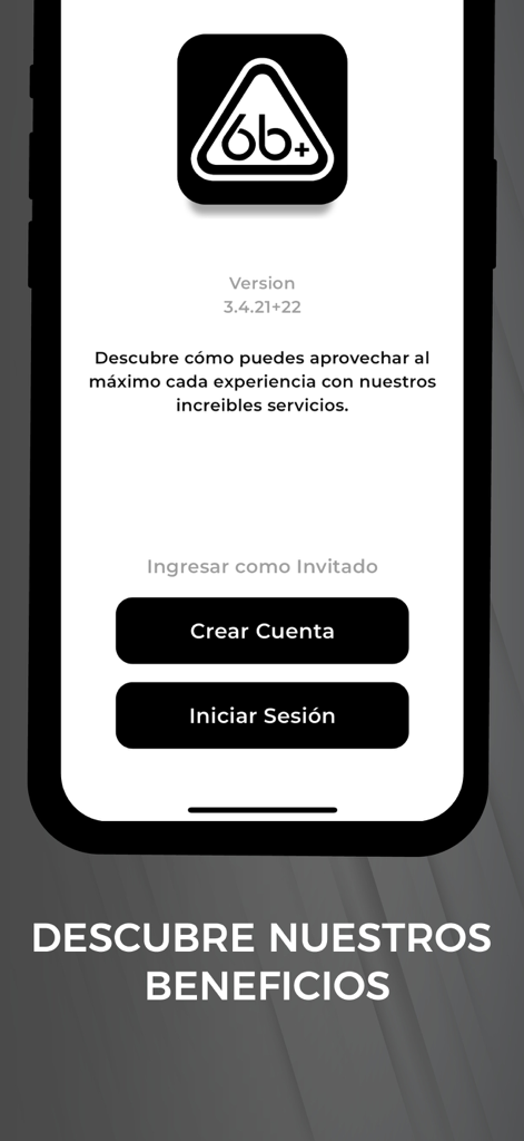 6B Plus - Login screen of the 6B Plus medical supply app showing account creation and sign-in options.