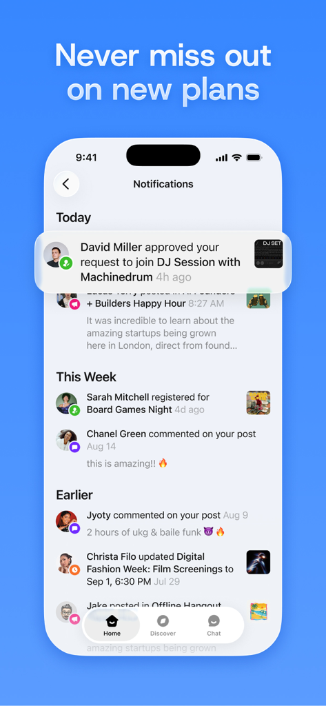 Luma app notifications screen showing event approvals and attendee registrations