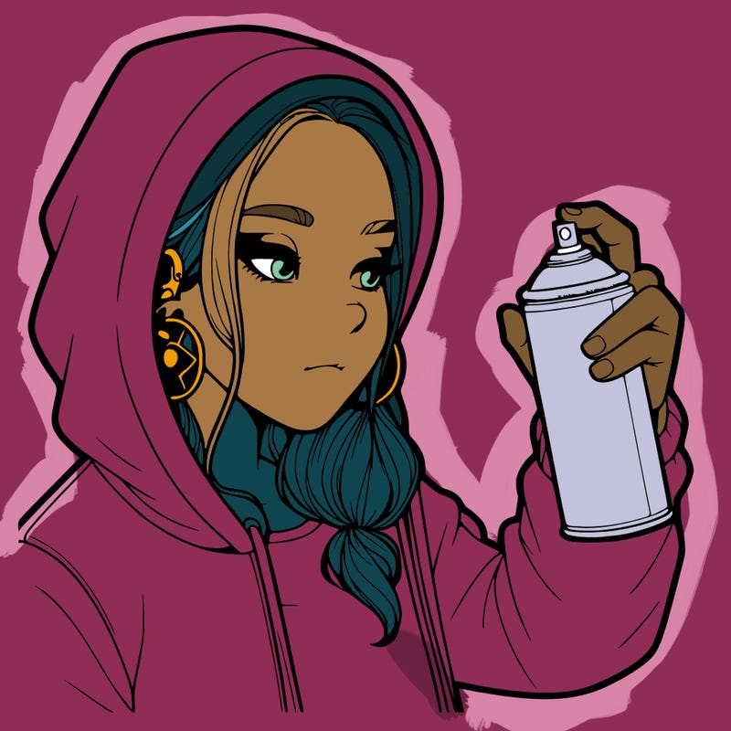 a realistic girl, spray painting