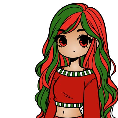 girl with long hair and a crop top with a sweater