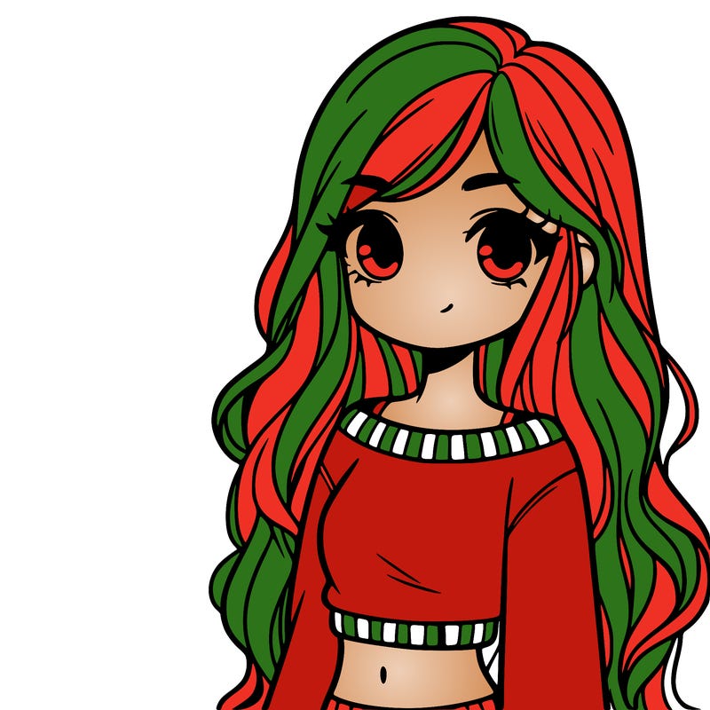 girl with long hair and a crop top with a sweater