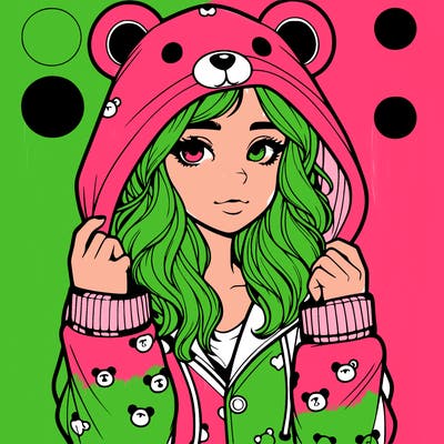 realistic girl in a animal pjs hoodie