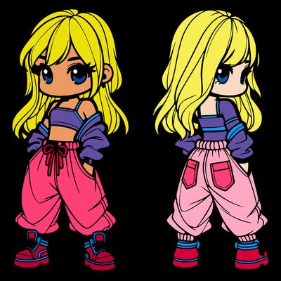 girl in crop top and baggy pants