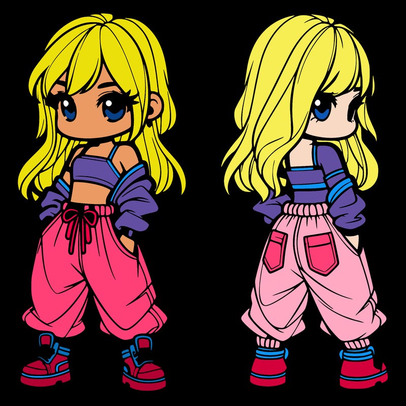 girl in crop top and baggy pants